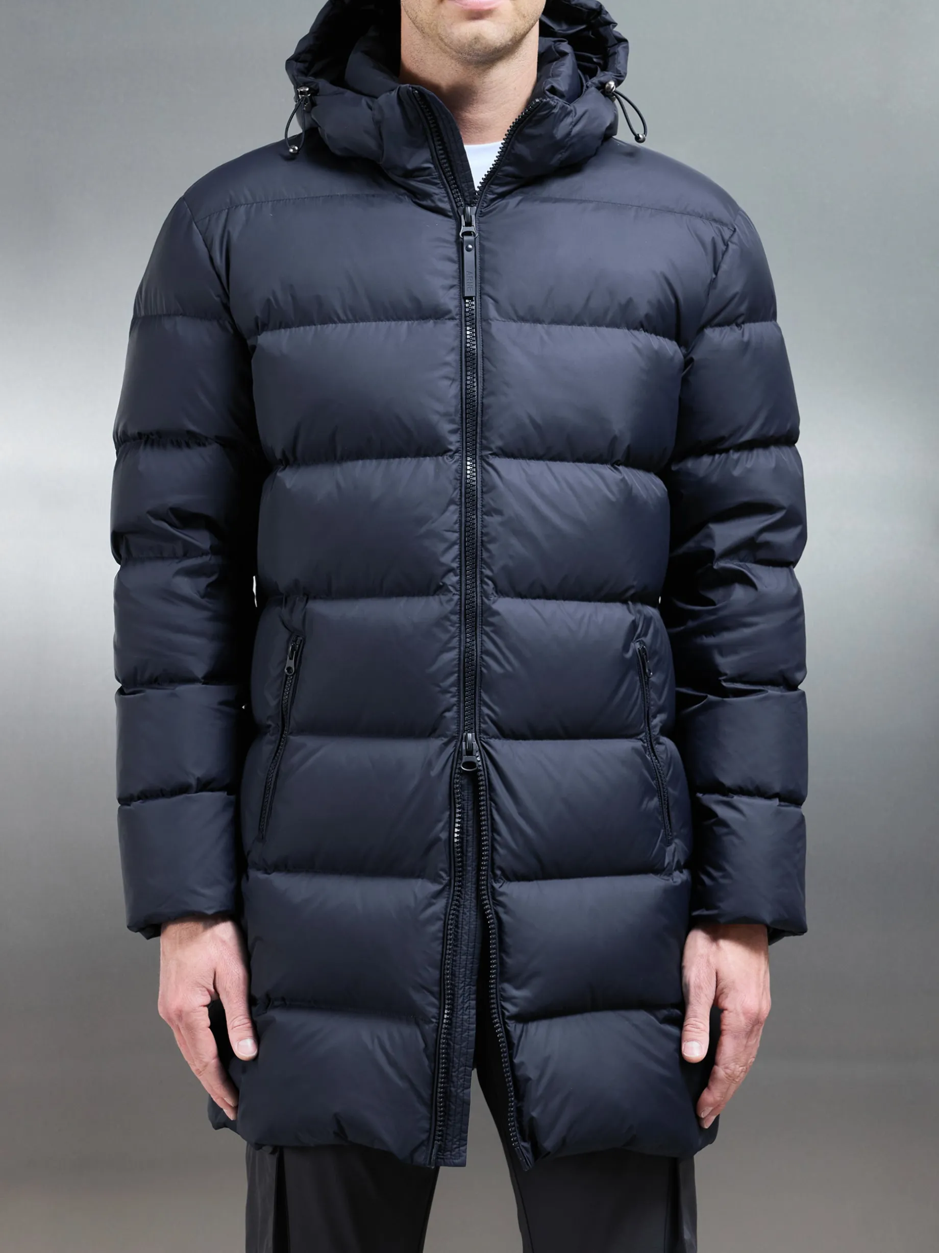Mid Length Down Jacket - Navy