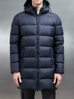 Mid Length Down Jacket - Navy