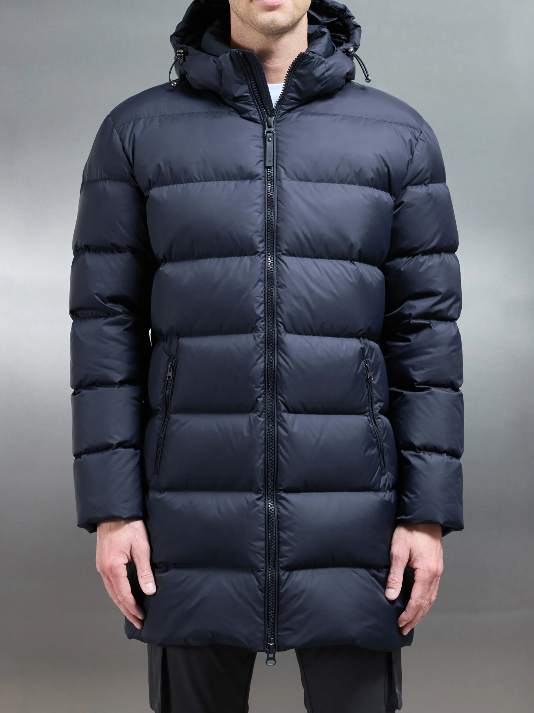 Mid Length Down Jacket - Navy