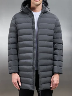 Mid Length Technical Down Jacket - Grey