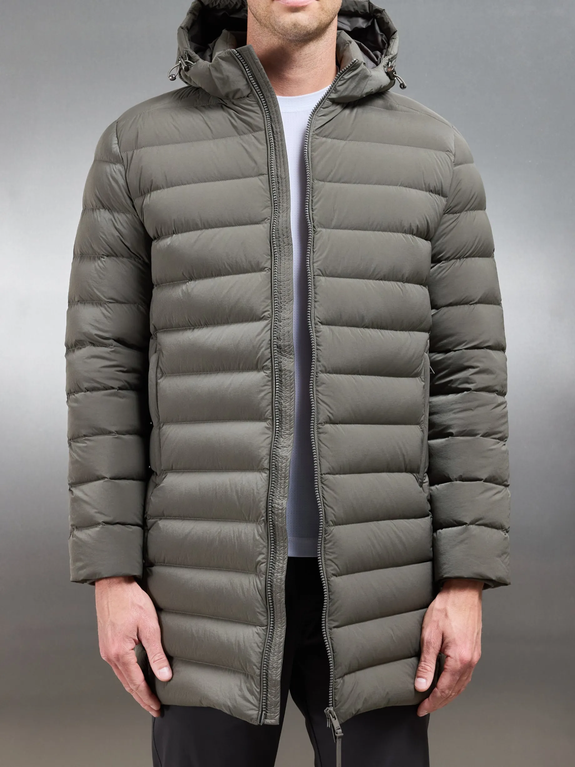 Mid Length Technical Down Jacket - Olive