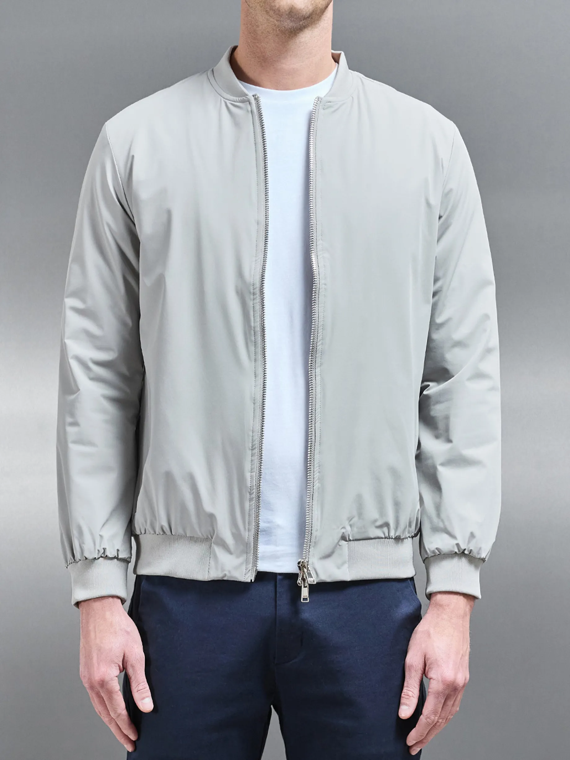 Nylon Padded Bomber Jacket - Stone