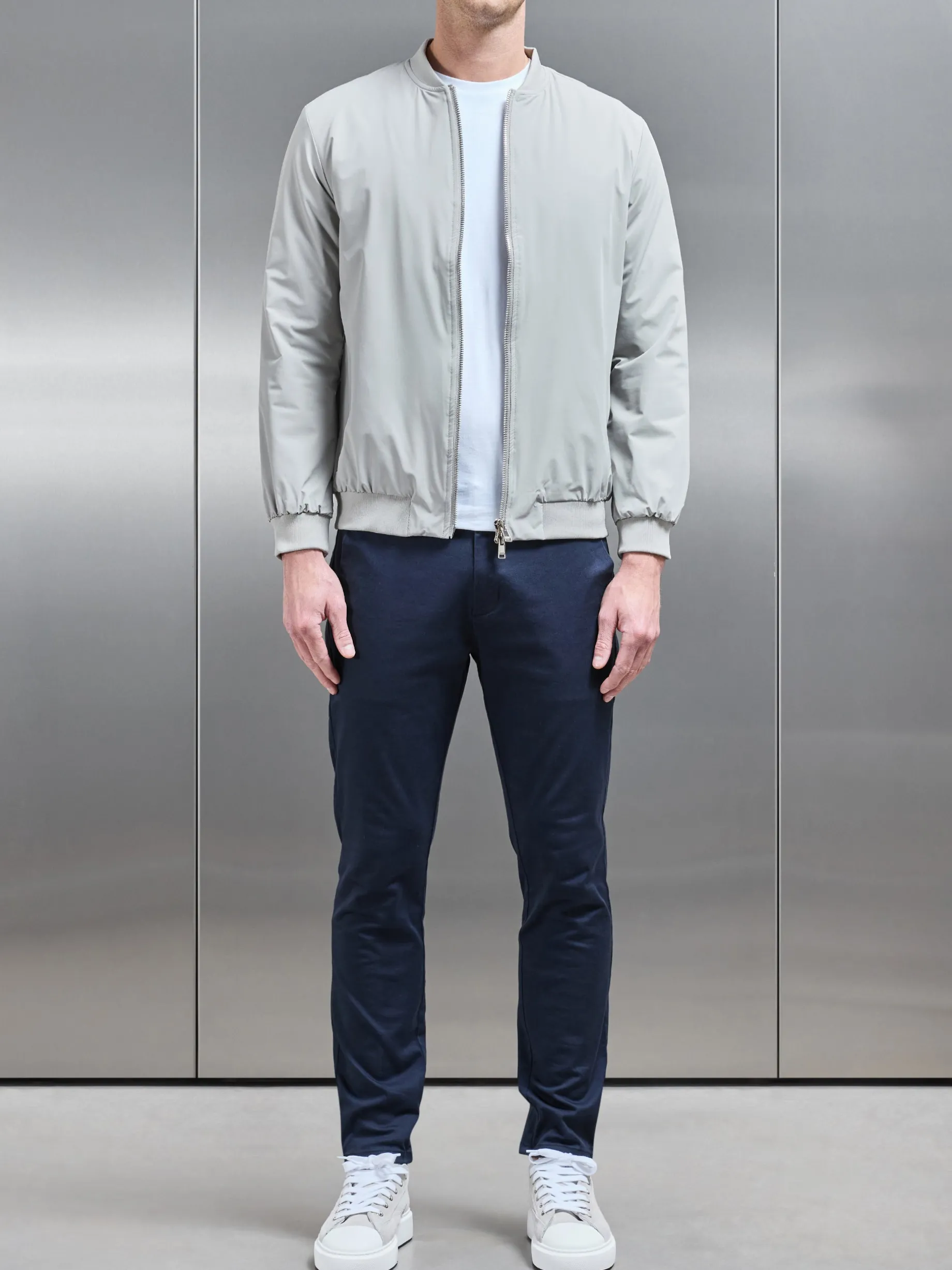 Nylon Padded Bomber Jacket - Stone