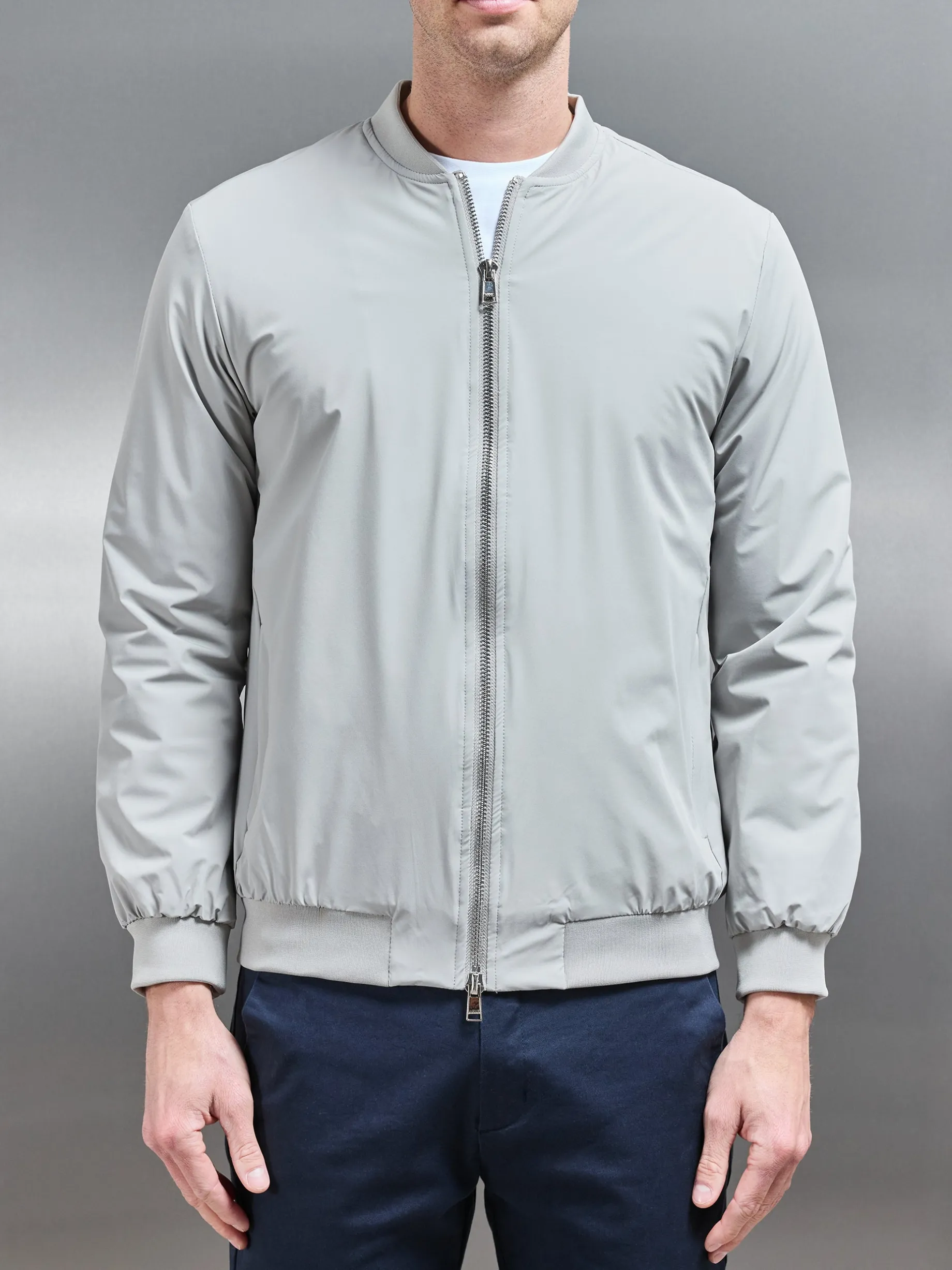 Nylon Padded Bomber Jacket - Stone