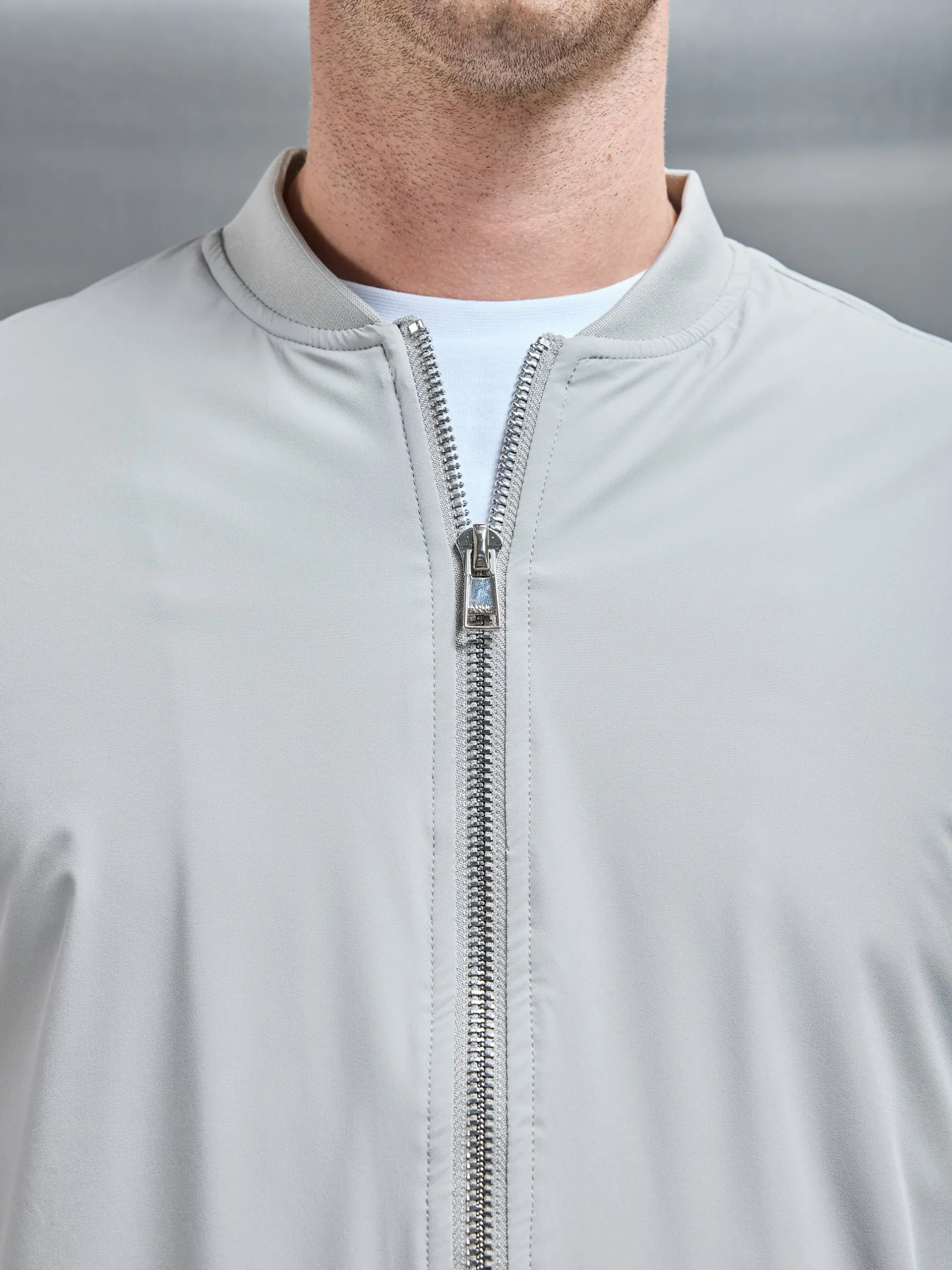 Nylon Padded Bomber Jacket - Stone