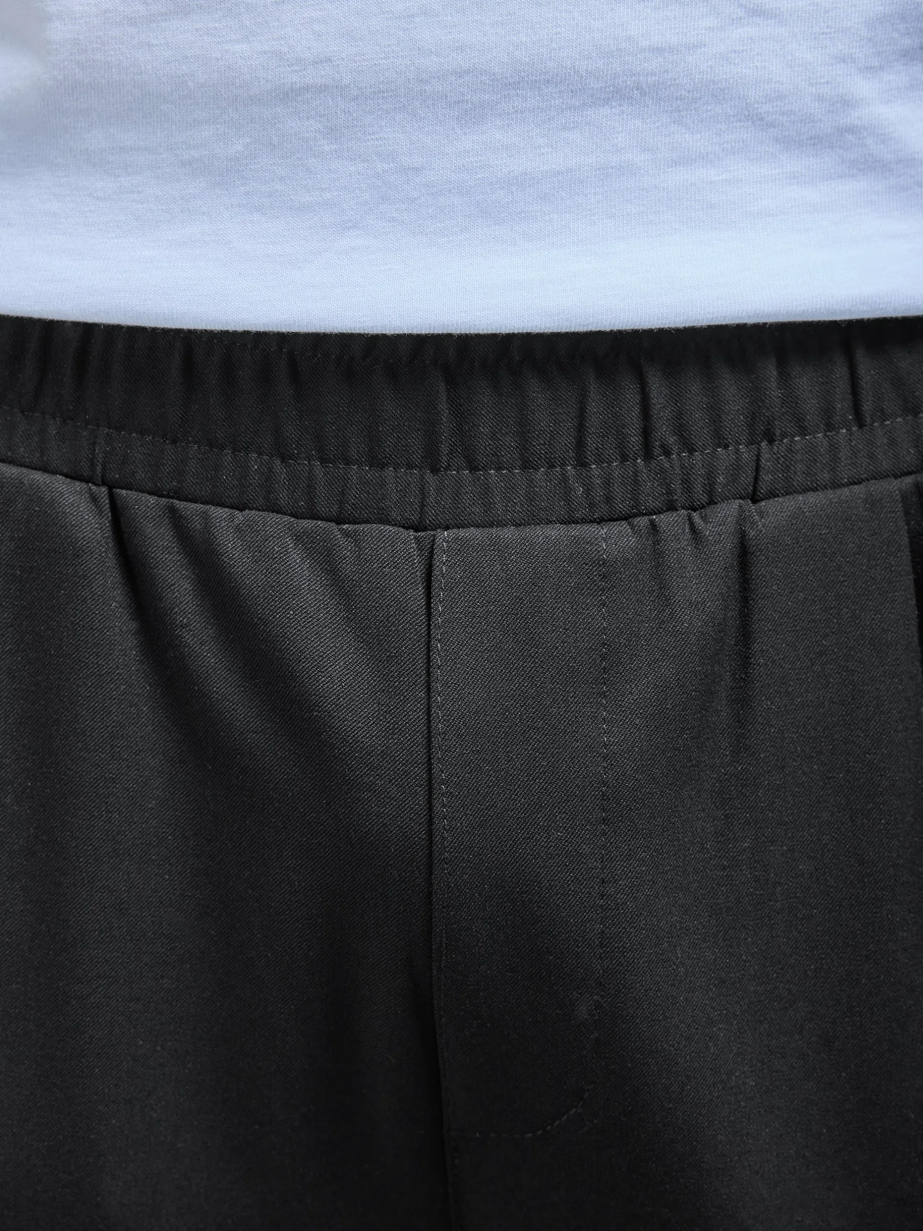 Pleated Drawstring Tailored Trouser - Black