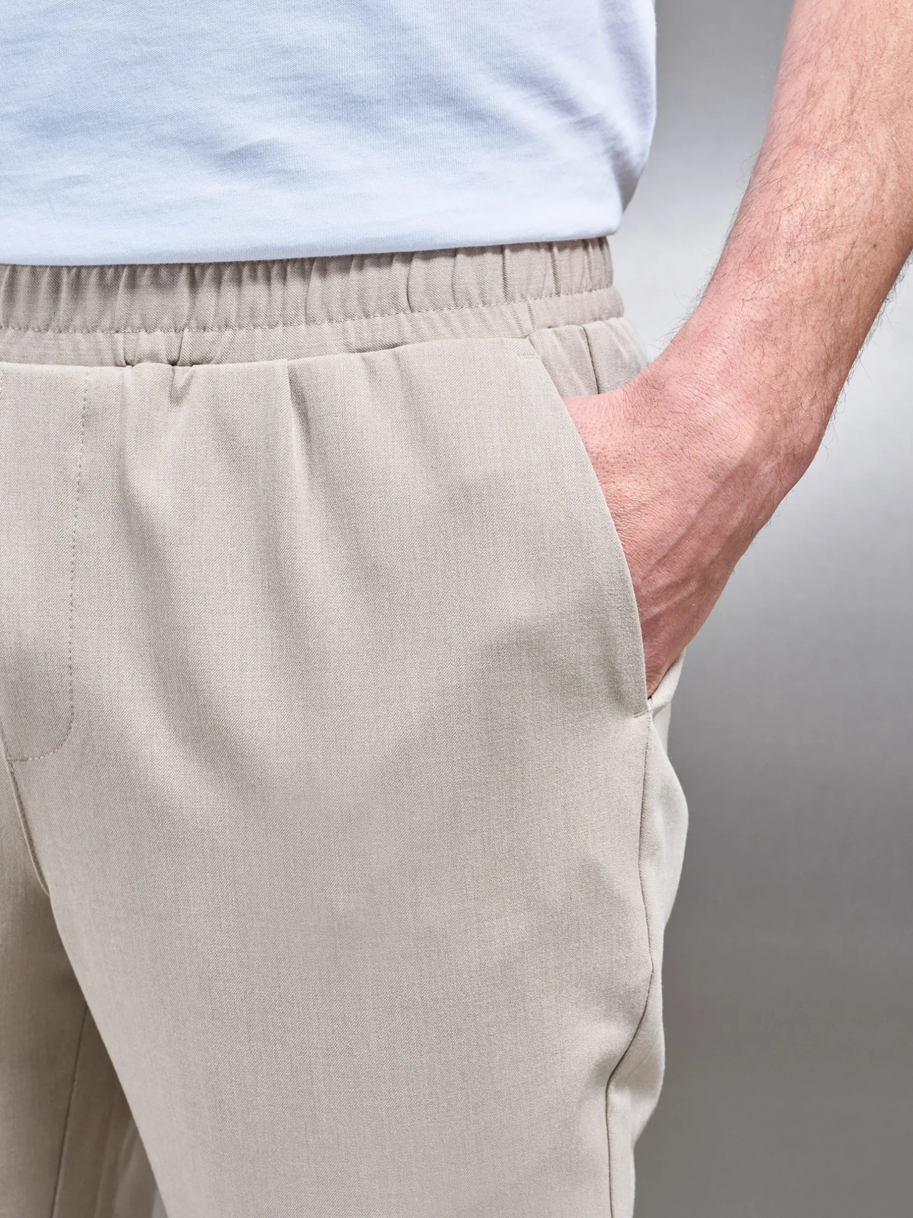 Pleated Drawstring Tailored Trouser - Stone
