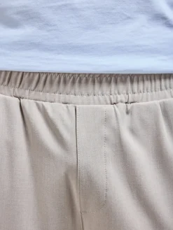 Pleated Drawstring Tailored Trouser - Stone