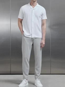 Pleated Revere Collar Shirt - White