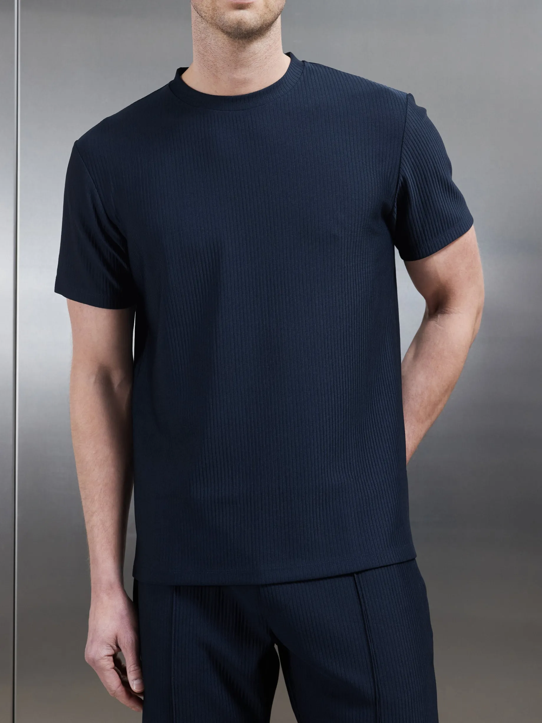 Pleated T-Shirt - Navy