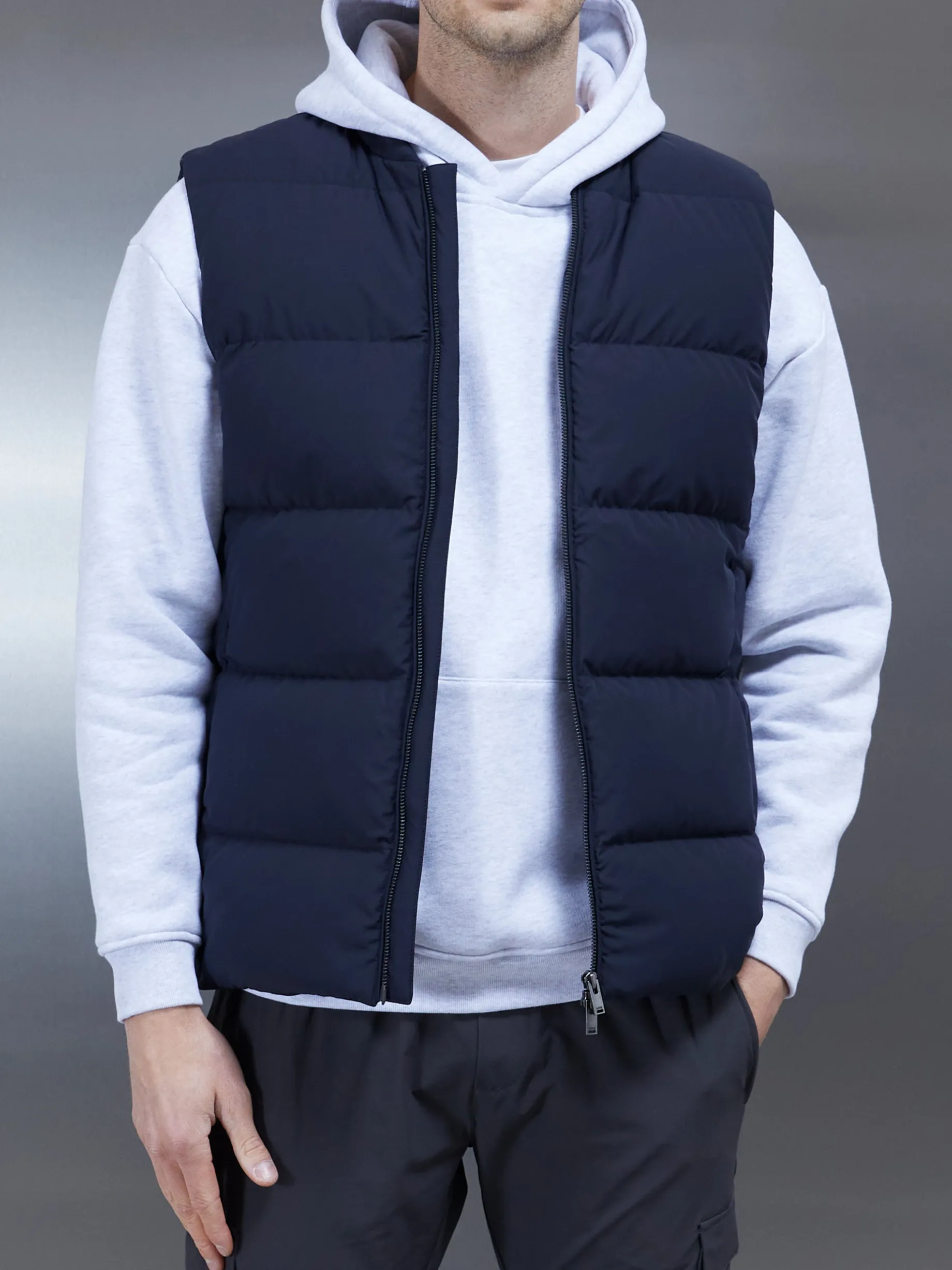 Quilted Bomber Gilet - Navy