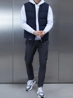 Quilted Bomber Gilet - Navy