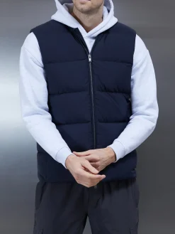 Quilted Bomber Gilet - Navy