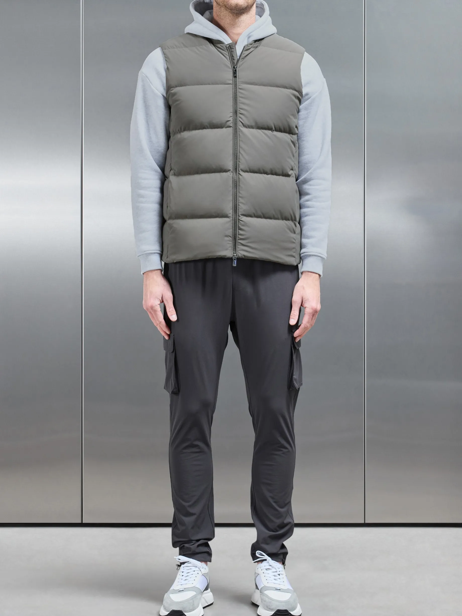 Quilted Bomber Gilet - Olive