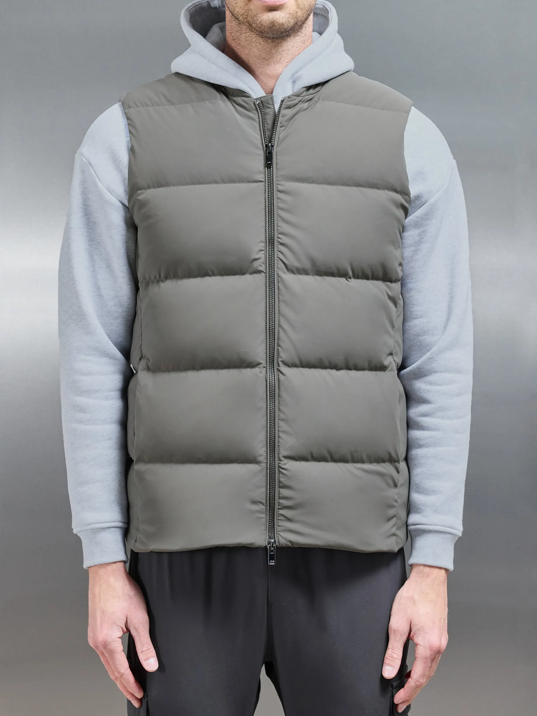 Quilted Bomber Gilet - Olive