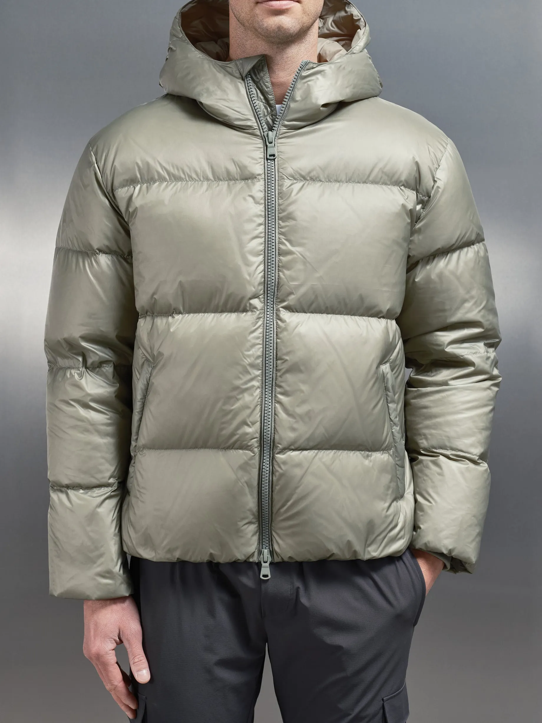 Quilted Down Jacket - Olive