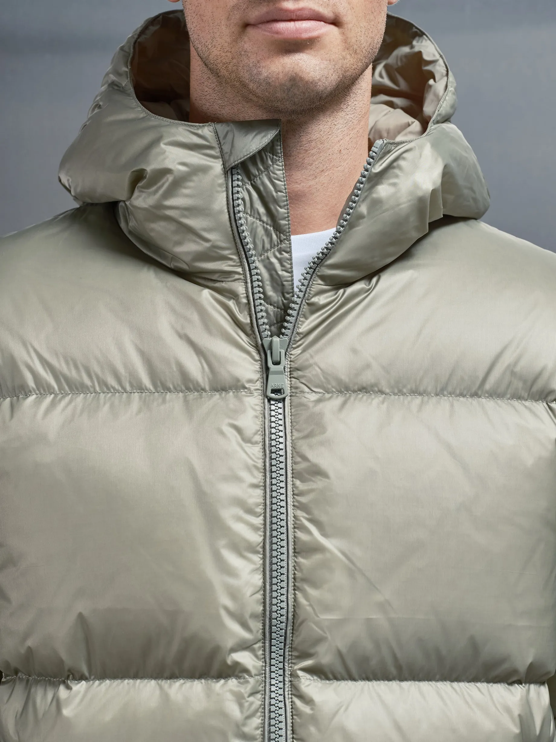 Quilted Down Jacket - Olive