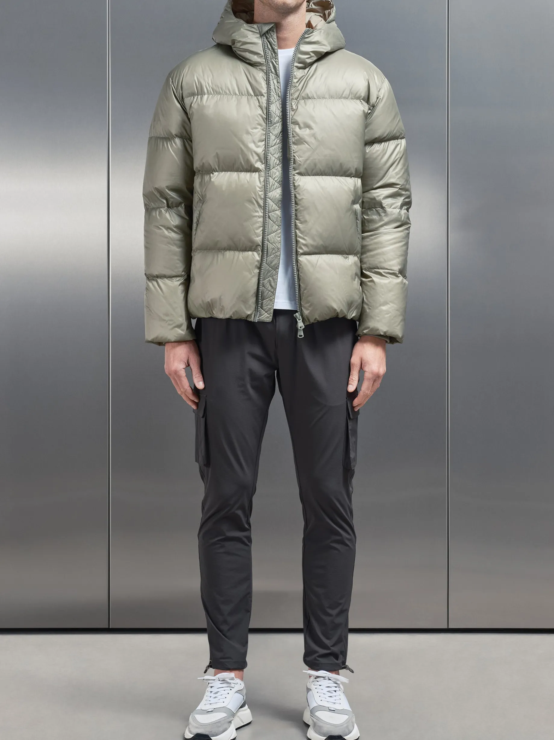 Quilted Down Jacket - Olive