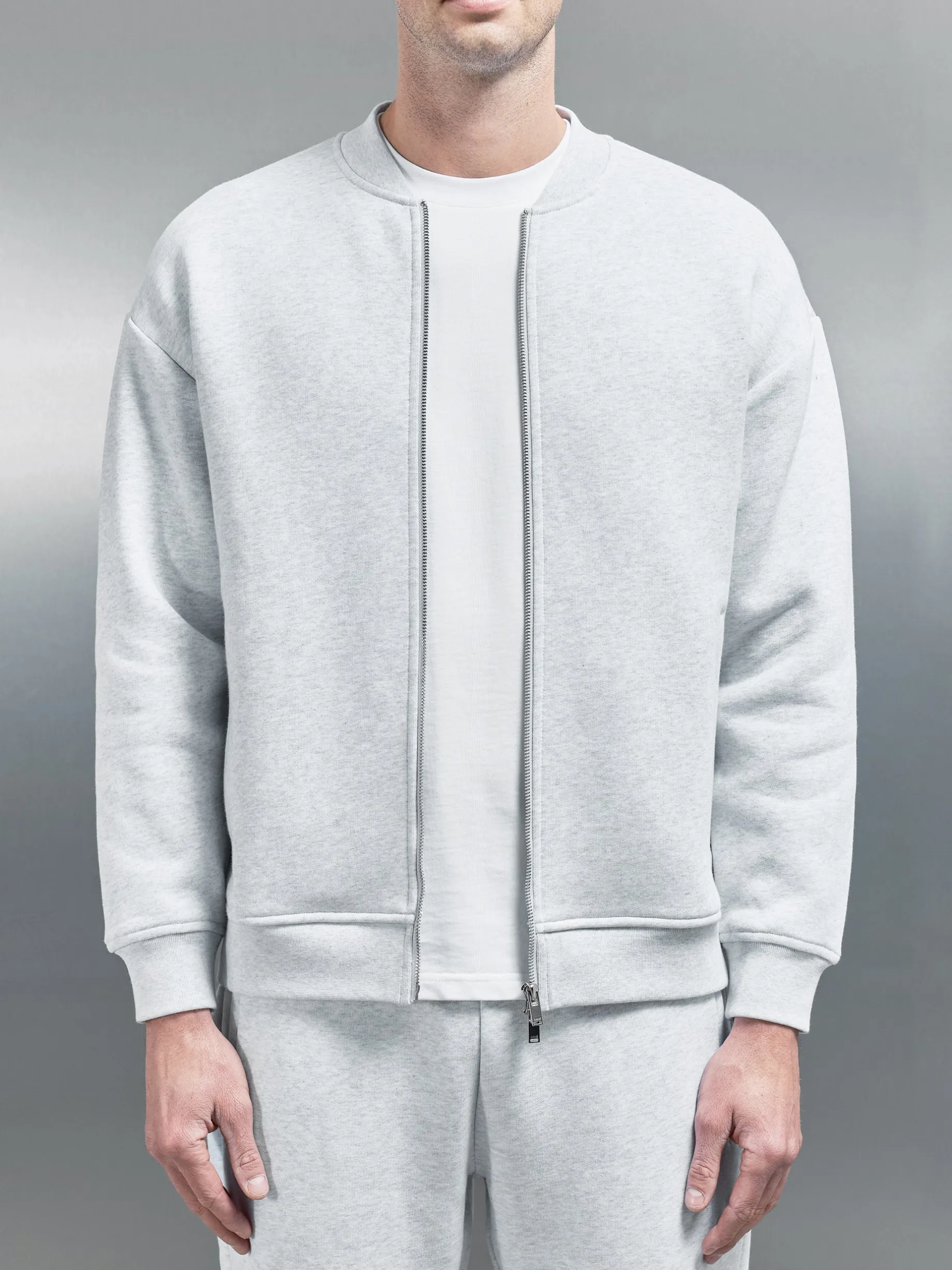 Relaxed Fit Bomber Jacket - Marl Grey