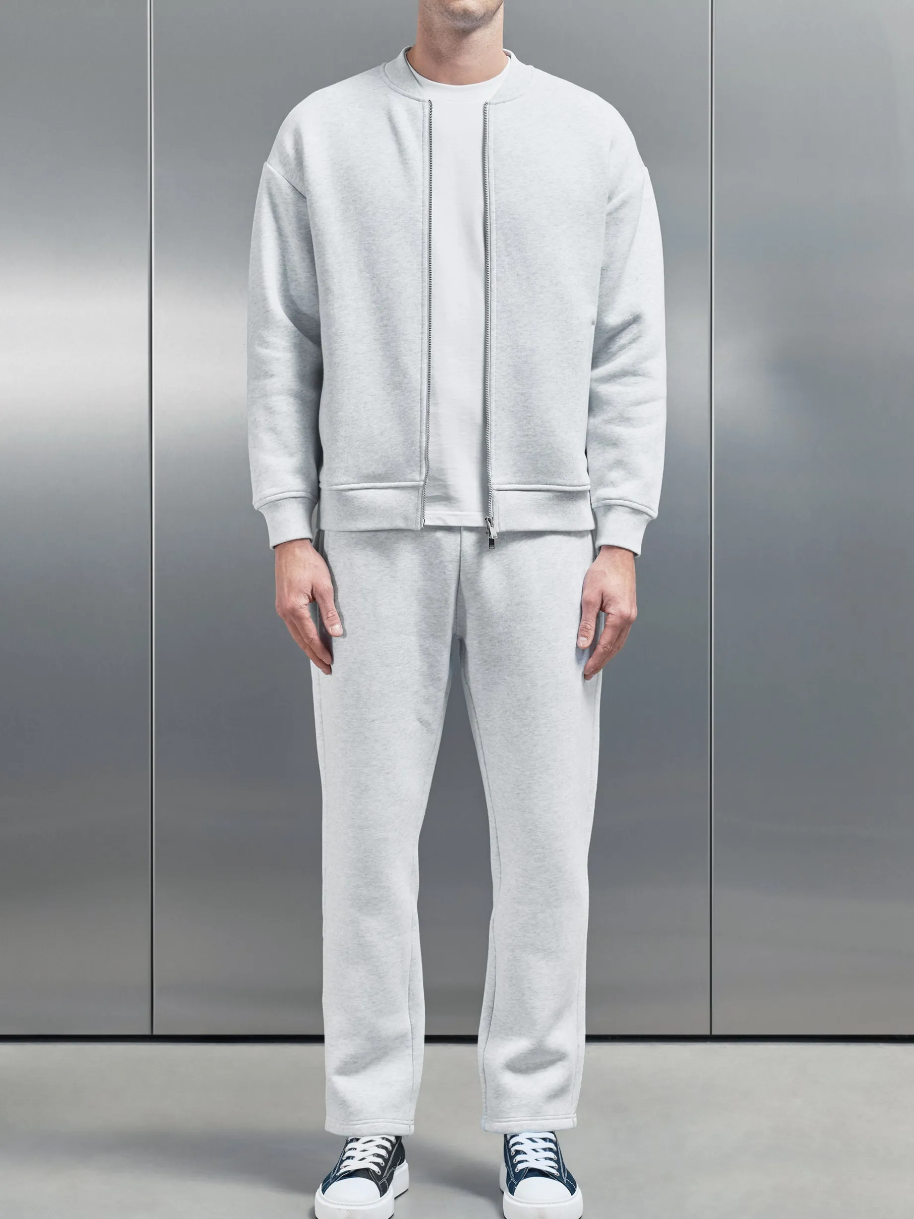 Relaxed Fit Bomber Jacket - Marl Grey