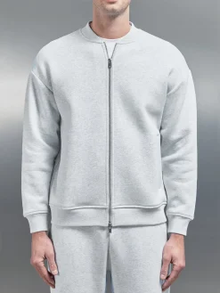 Relaxed Fit Bomber Jacket - Marl Grey