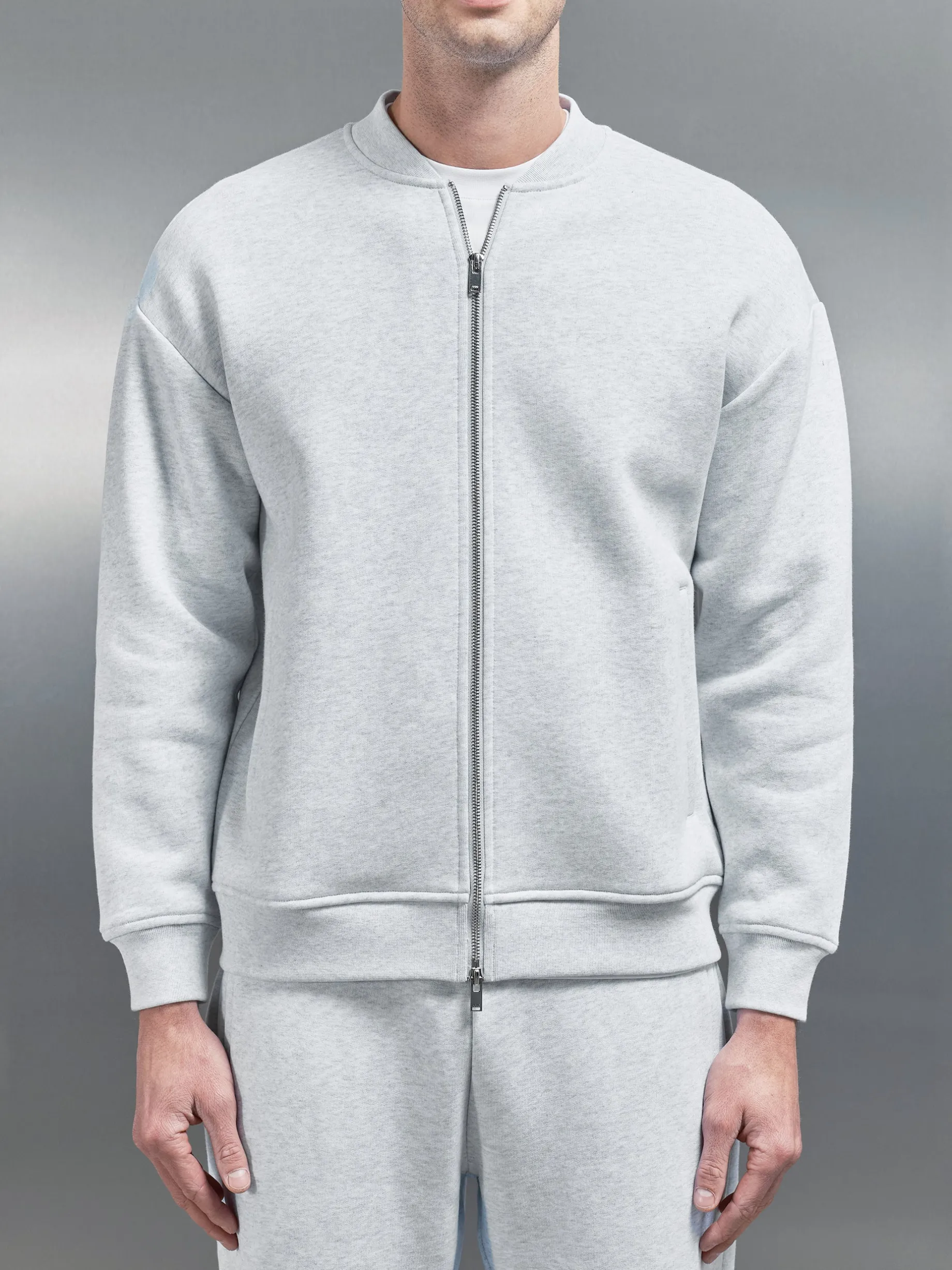 Relaxed Fit Bomber Jacket - Marl Grey