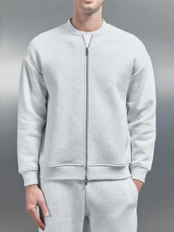 Relaxed Fit Bomber Jacket - Marl Grey