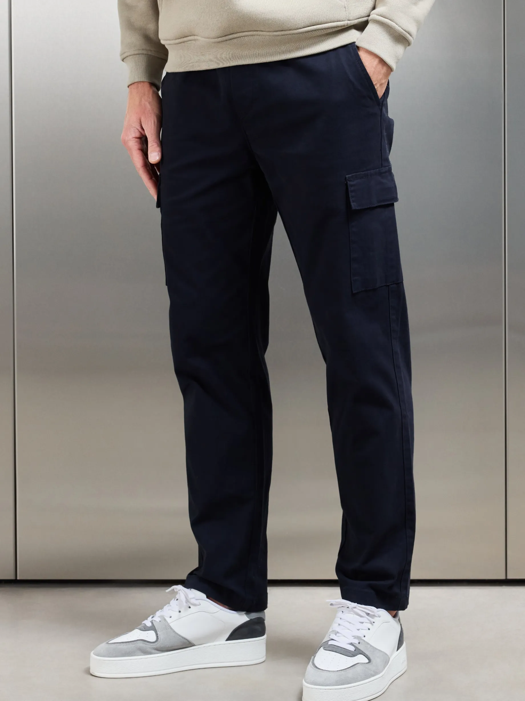 Relaxed Fit Cotton Cargo Pant - Navy