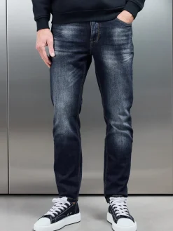 Relaxed Fit Denim Jeans - Dark Wash