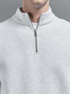 Relaxed Fit Half Zip - Marl Grey
