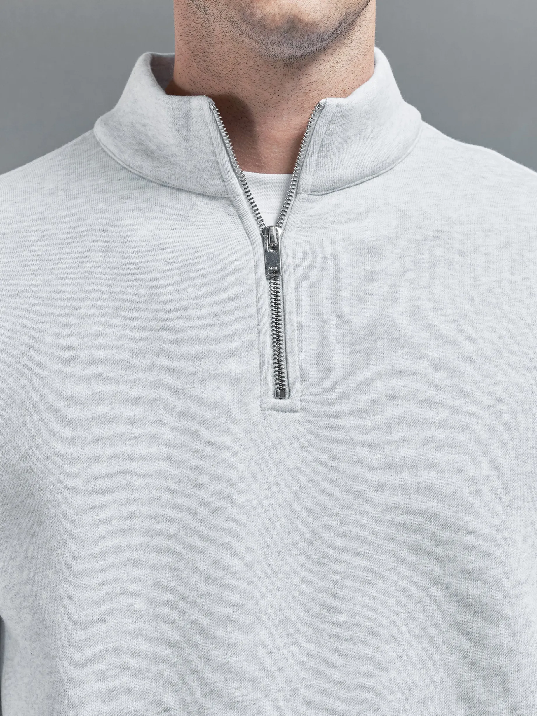Relaxed Fit Half Zip - Marl Grey