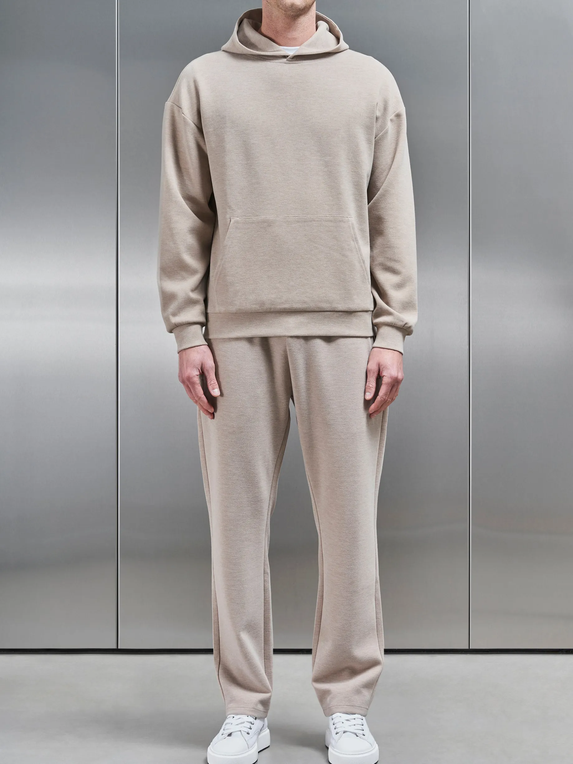 Relaxed Fit Knitted Hoodie - Stone