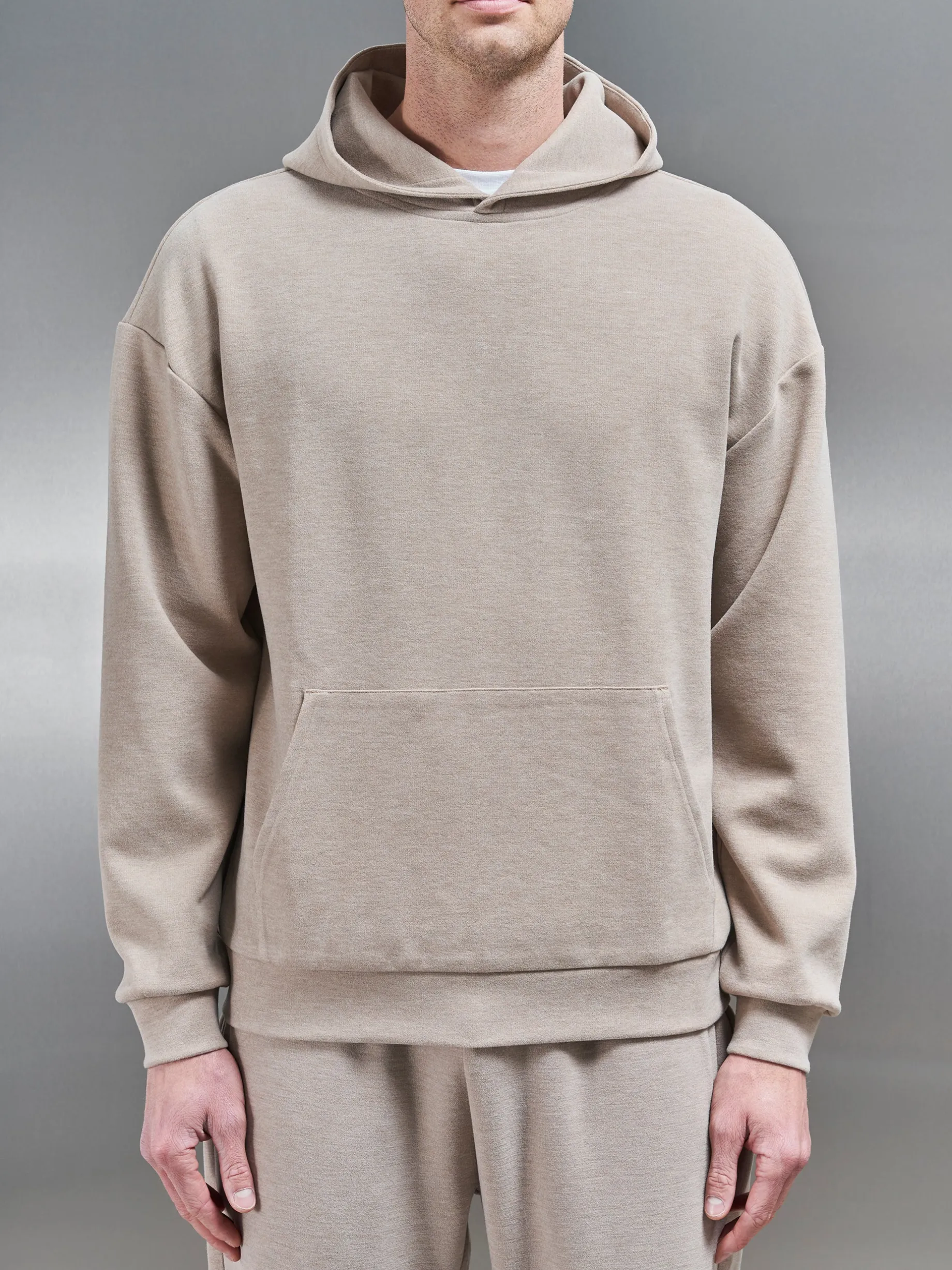 Relaxed Fit Knitted Hoodie - Stone