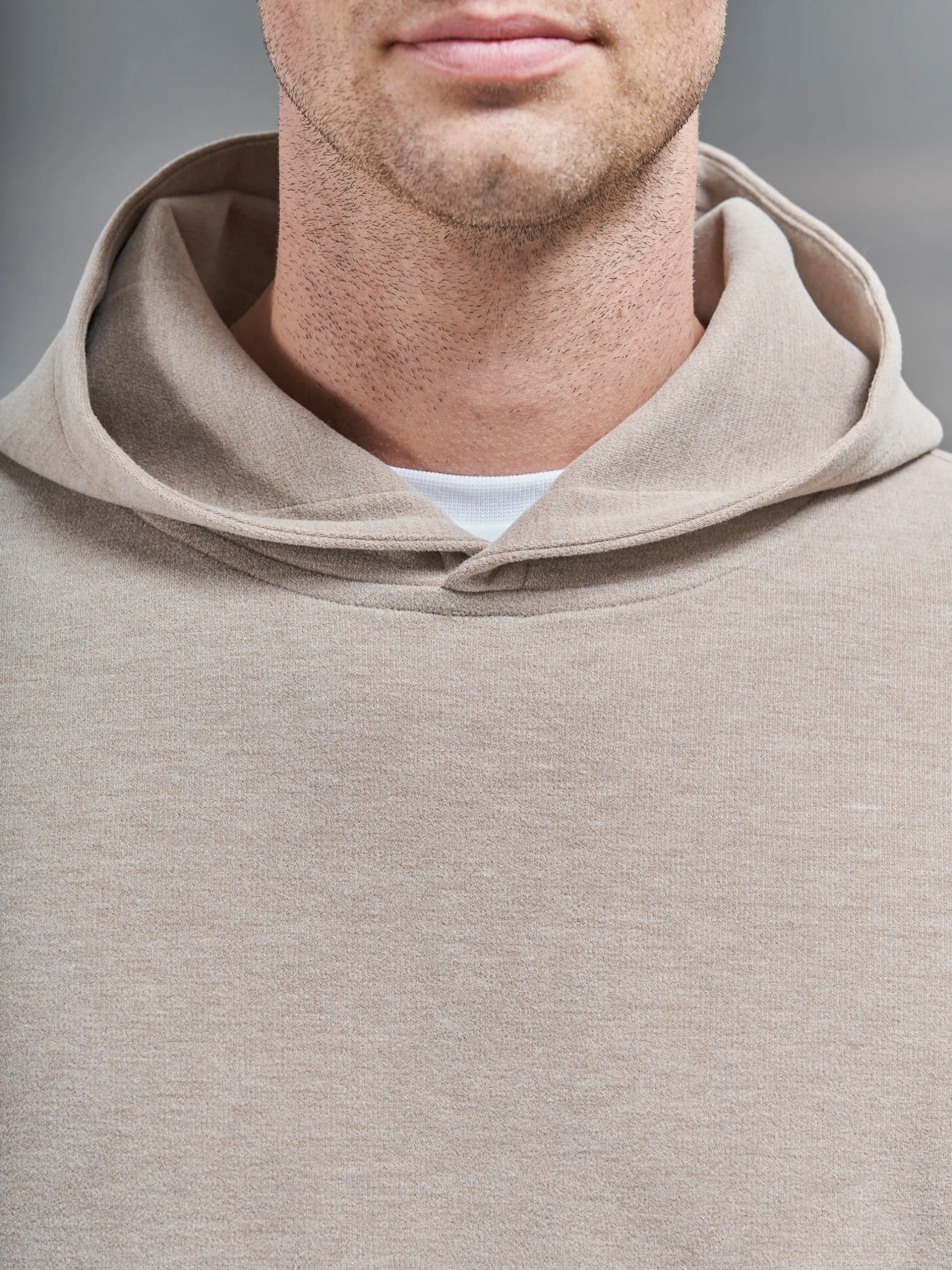Relaxed Fit Knitted Hoodie - Stone