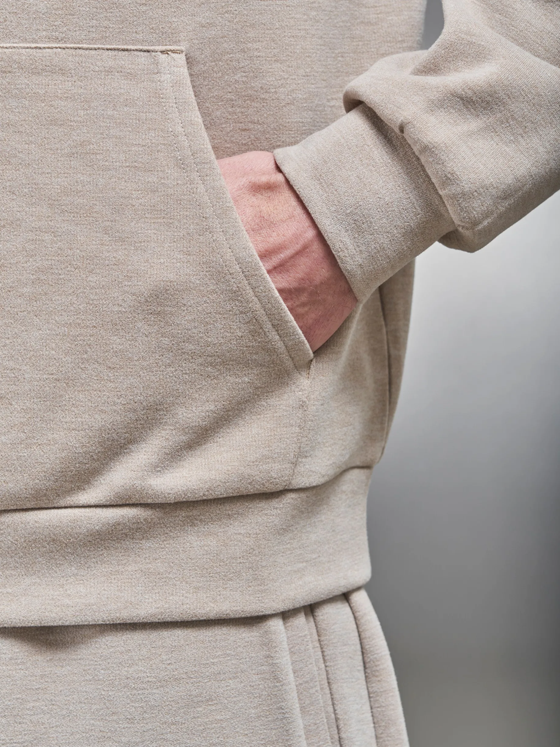 Relaxed Fit Knitted Hoodie - Stone