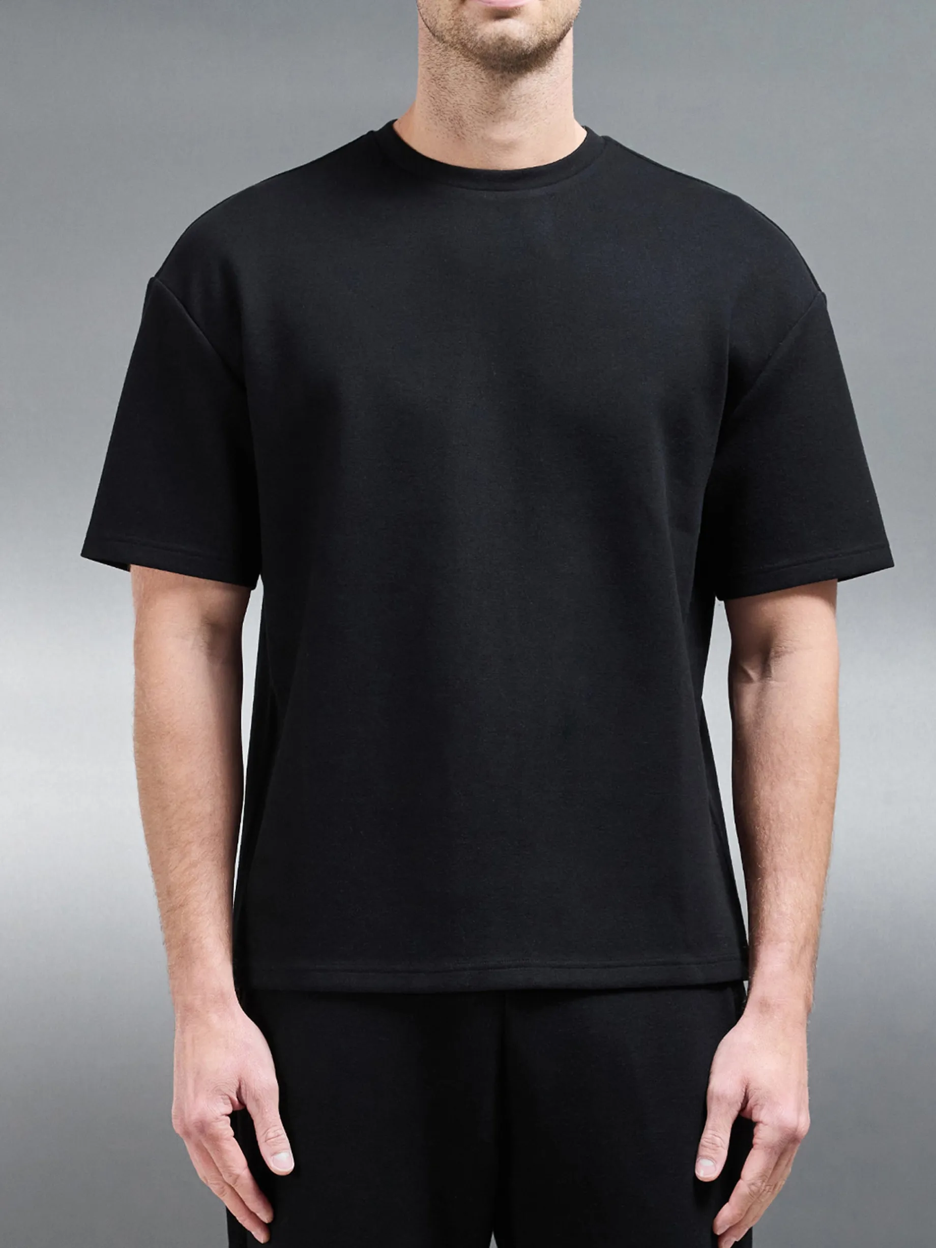 Relaxed Fit Knitted T-Shirt - Black