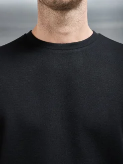 Relaxed Fit Knitted T-Shirt - Black