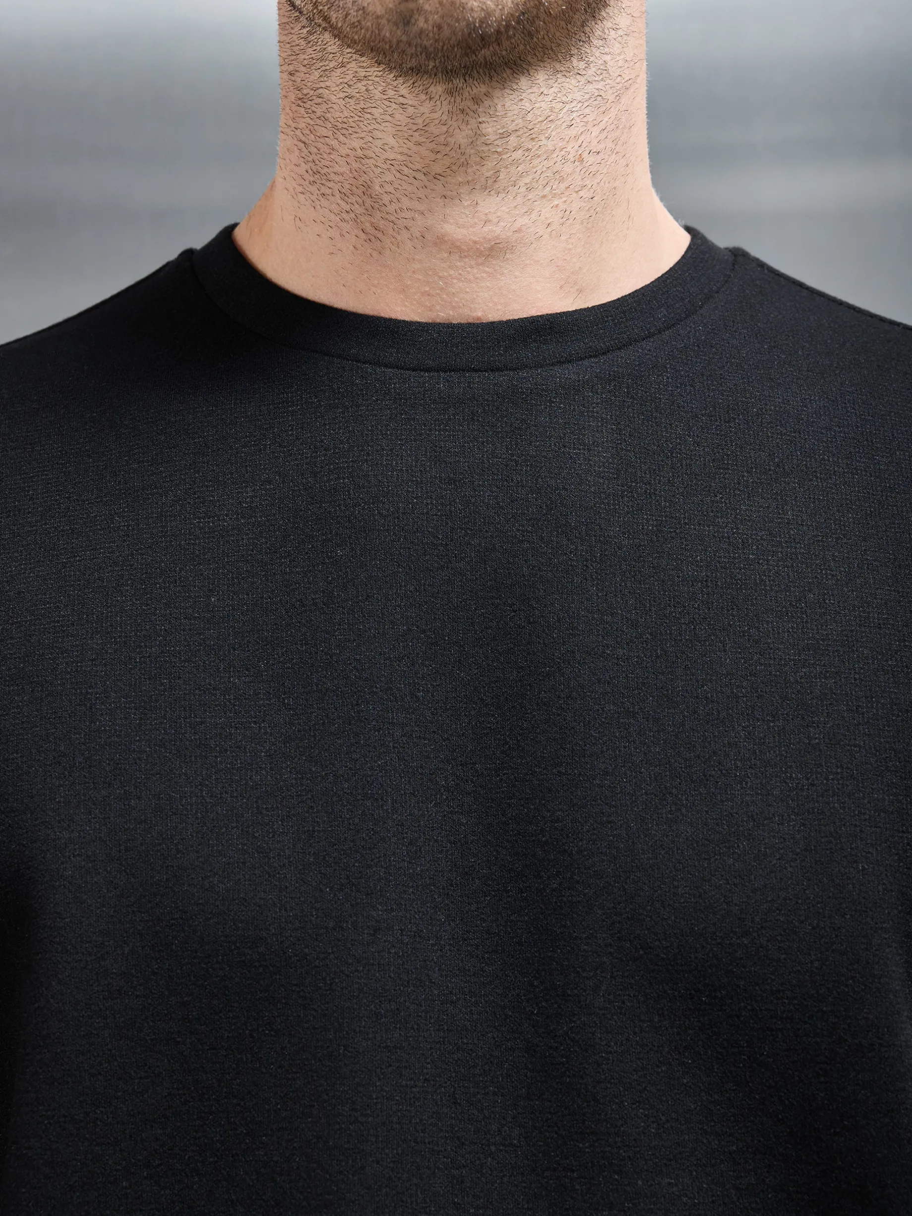 Relaxed Fit Knitted T-Shirt - Black