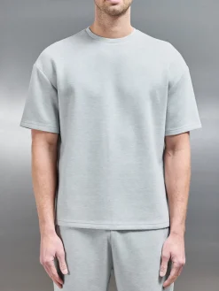 Relaxed Fit Knitted T-Shirt - Marl Grey