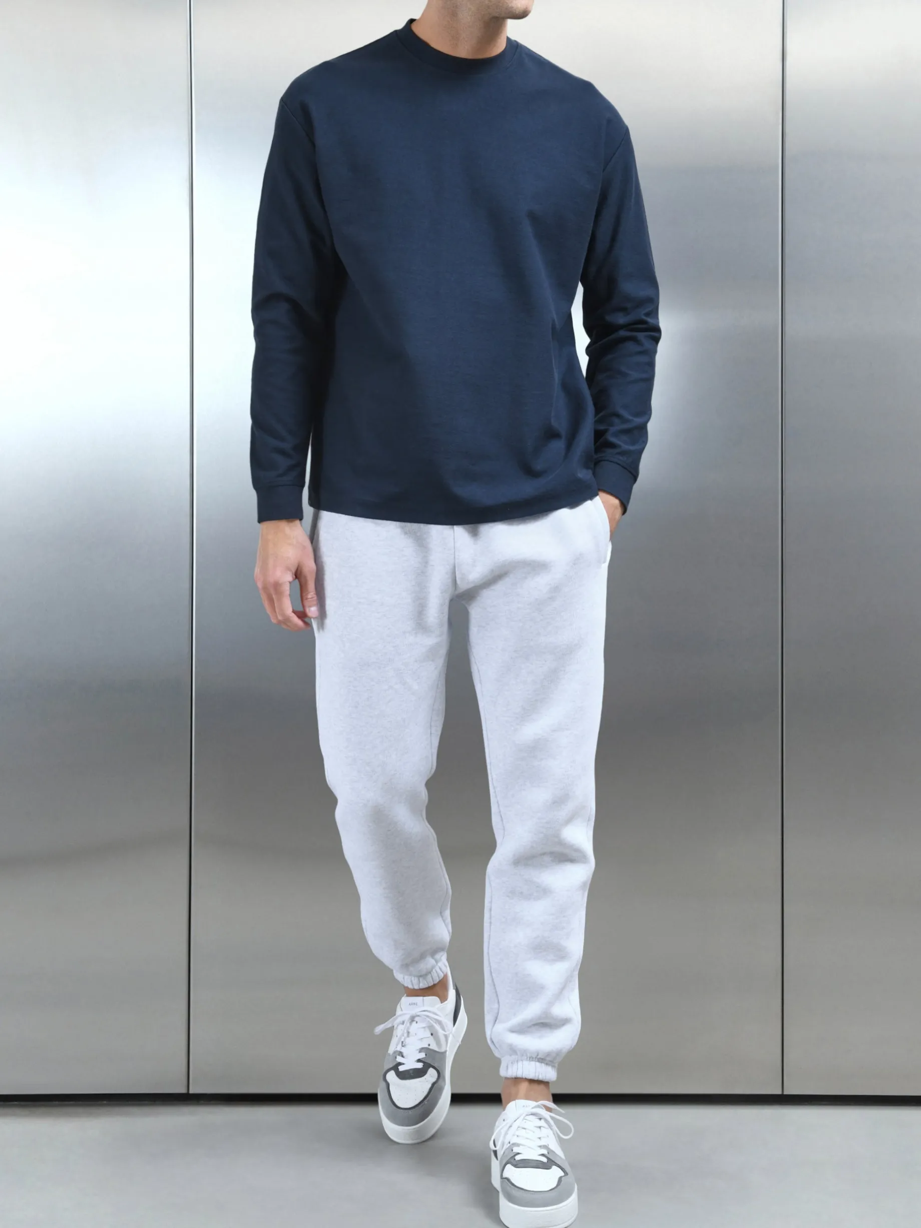 Relaxed Fit Long Sleeve T-Shirt - Navy