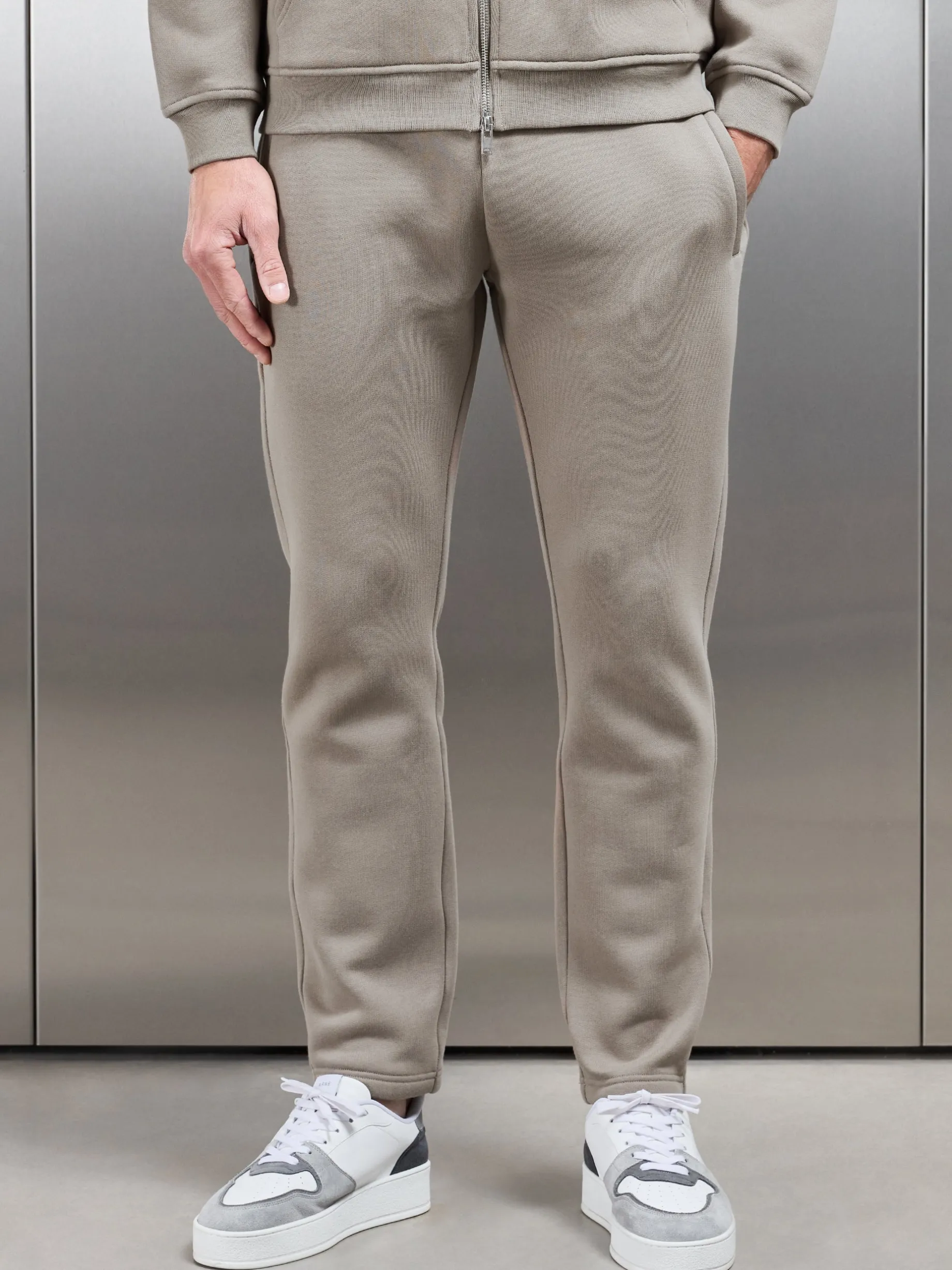 Relaxed Fit Tapered Leg Jogger - Taupe