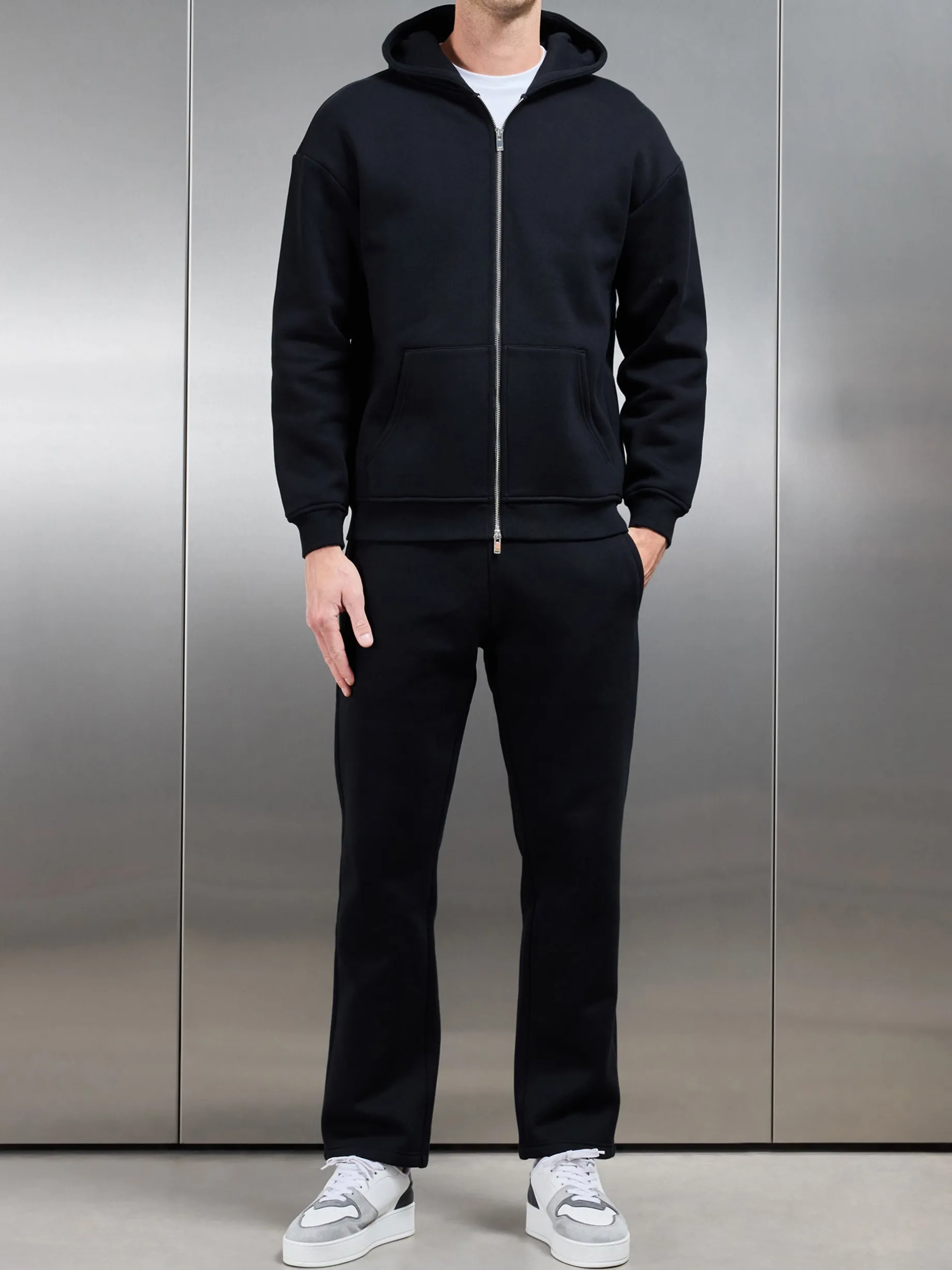 Relaxed Zip Through Hoodie - Black