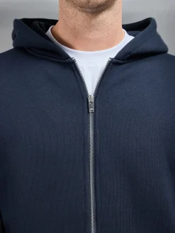Relaxed Zip Through Hoodie - Navy