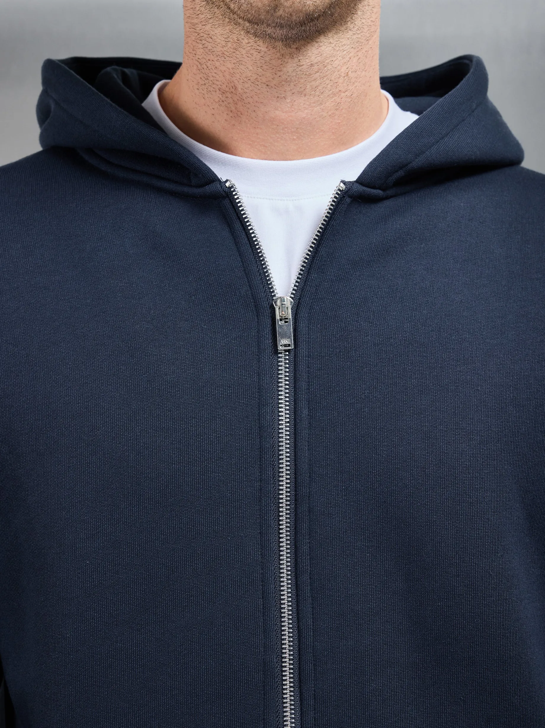 Relaxed Zip Through Hoodie - Navy