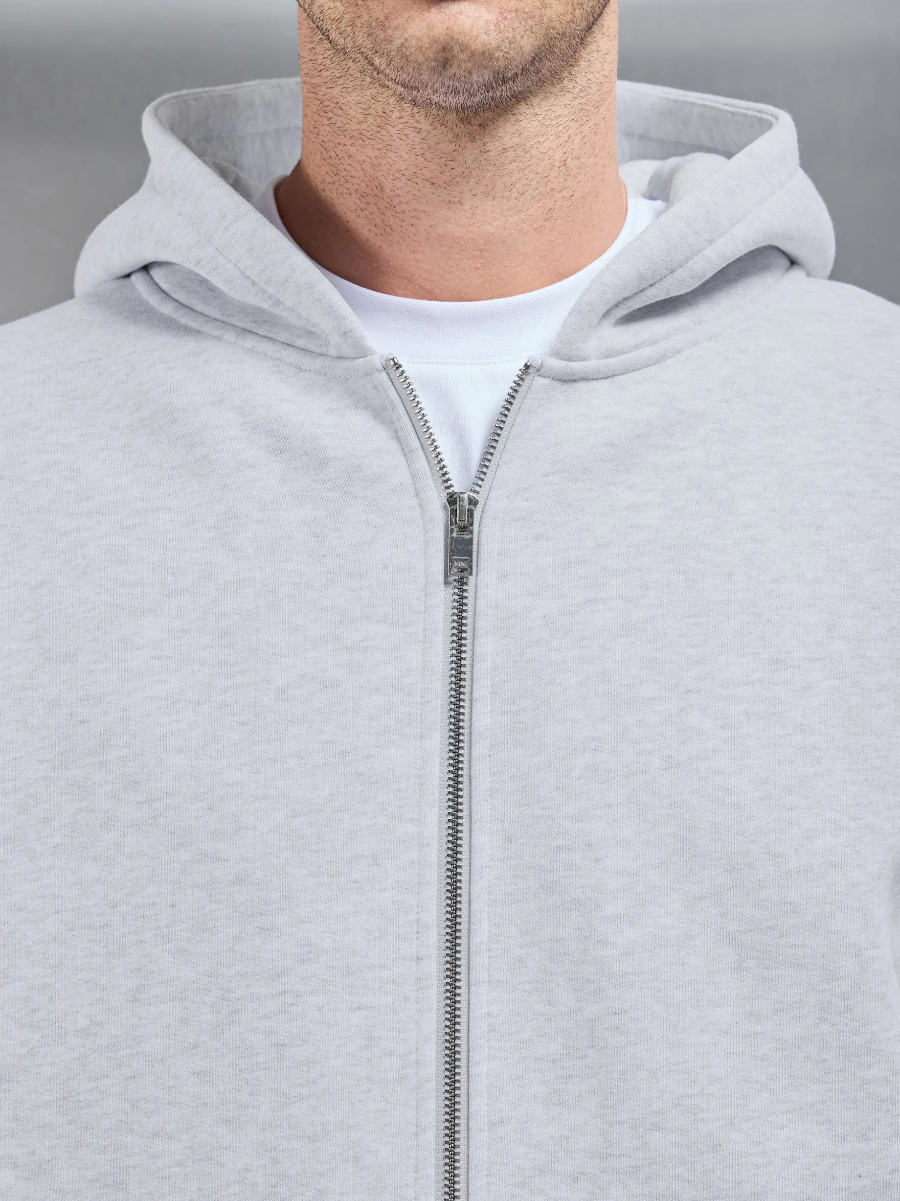 Relaxed Zip Through Hoodie - Marl Grey