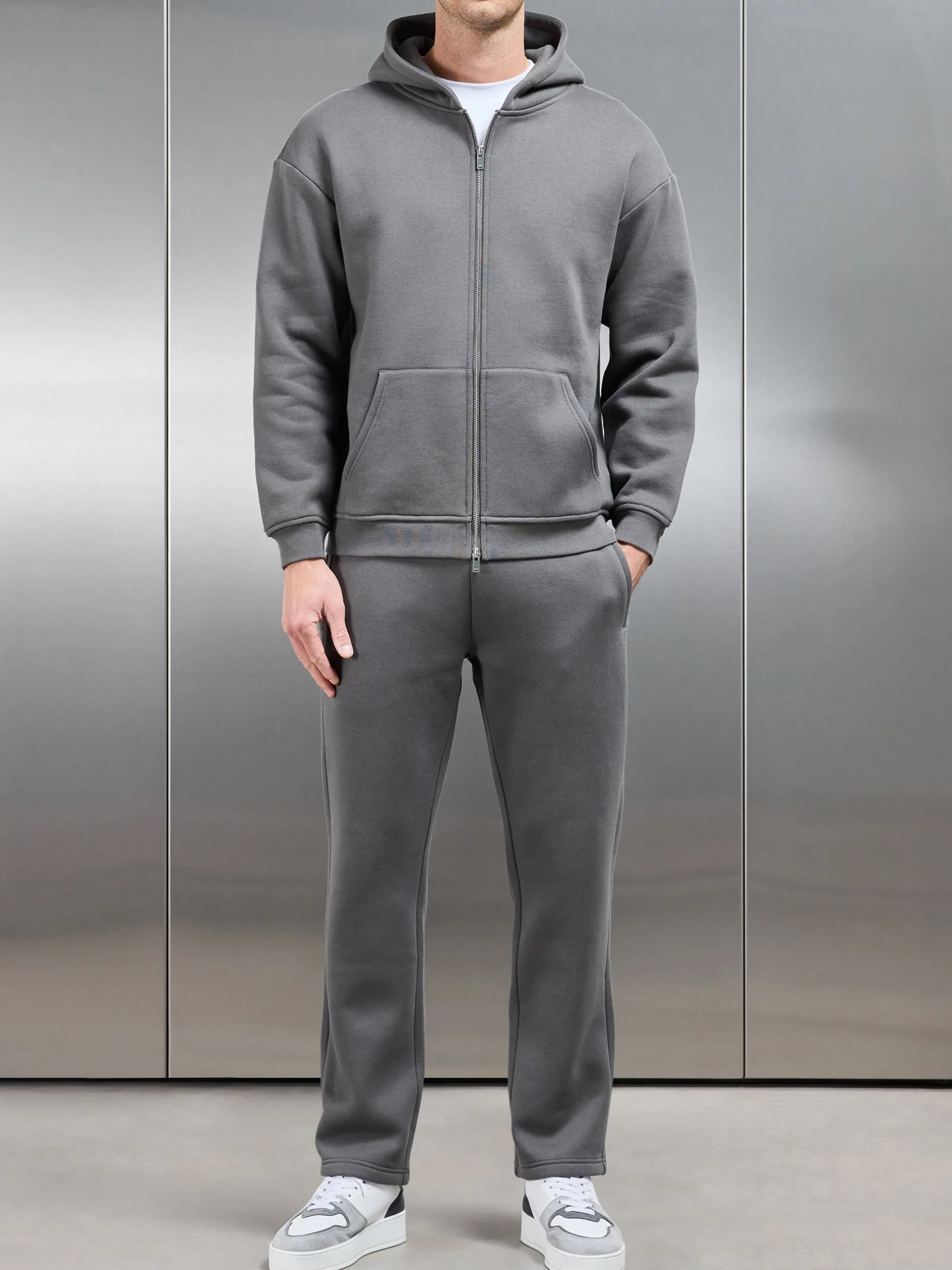 Relaxed Zip Through Hoodie - Grey