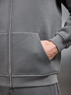 Relaxed Zip Through Hoodie - Grey