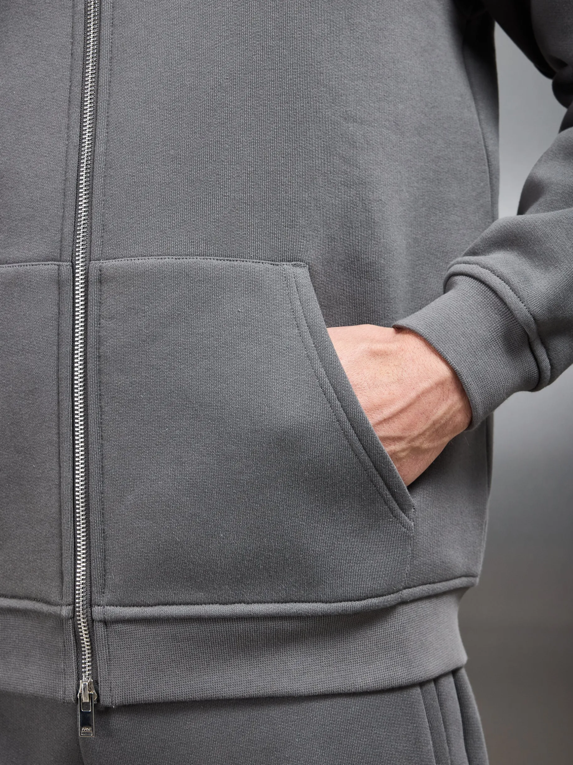 Relaxed Zip Through Hoodie - Grey