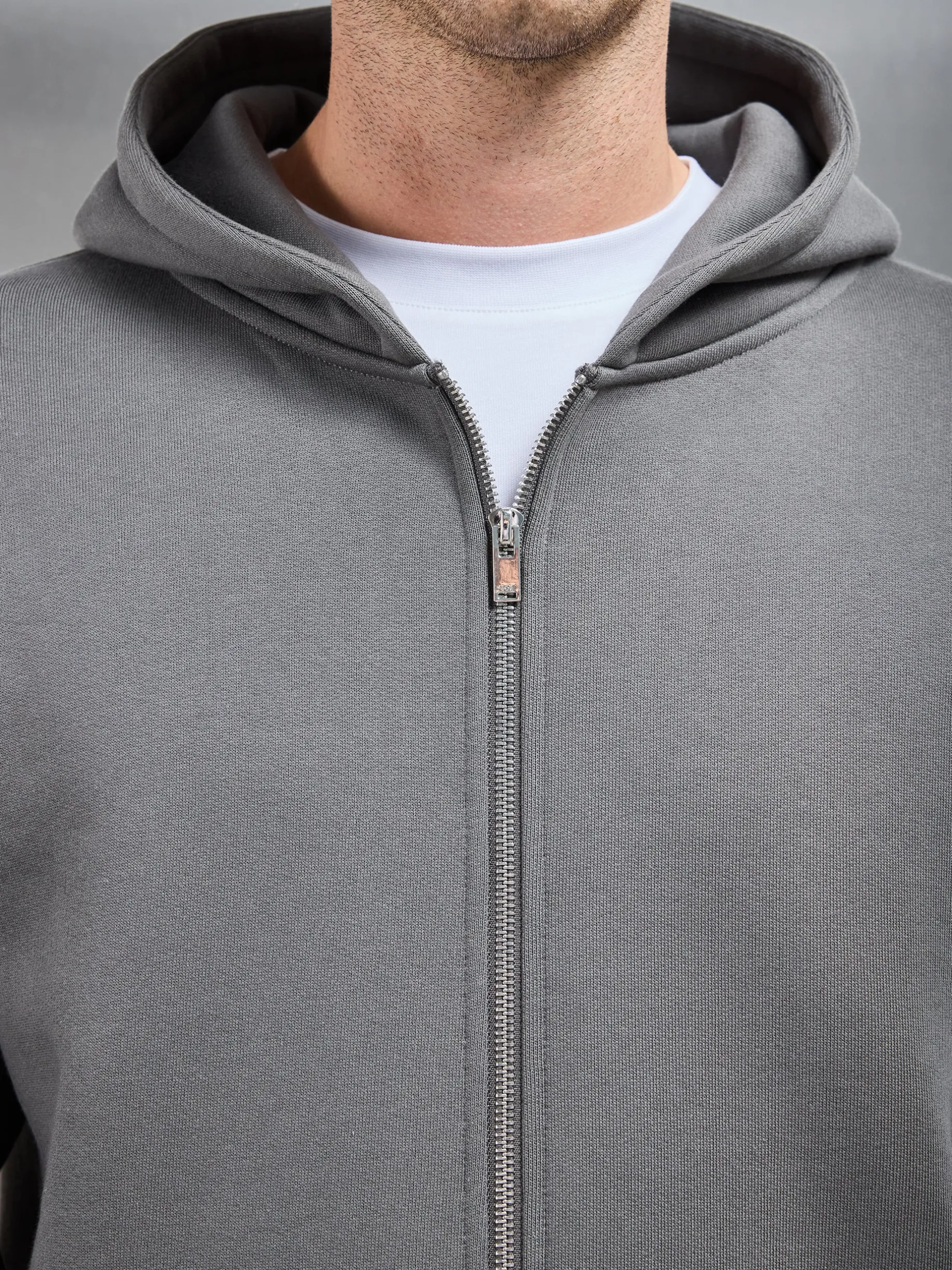 Relaxed Zip Through Hoodie - Grey