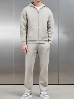 Relaxed Zip Through Hoodie - Stone
